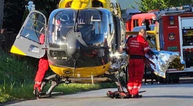 Wypadek w Sielcu, dwie osoby ranne. Lądował LPR