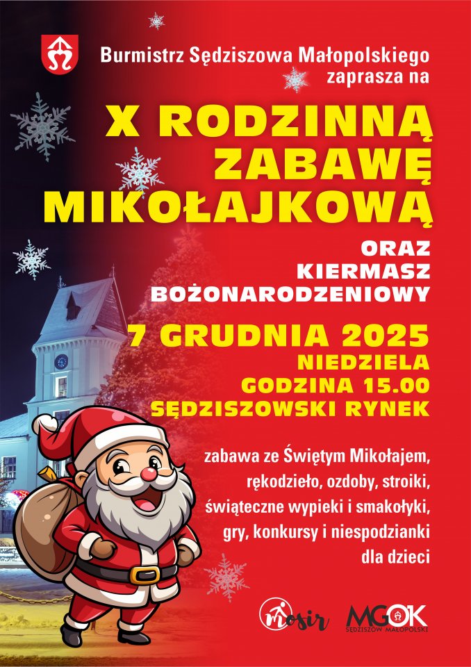 Gmina Sędziszów Małopolski zaprasza na Zabawy Mikołajkowe i świąteczny kiermasz