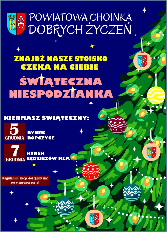 „Powiatowa Choinka…” – świąteczna akcja na kiermaszach w Ropczycach i Sędziszowie Małopolskim