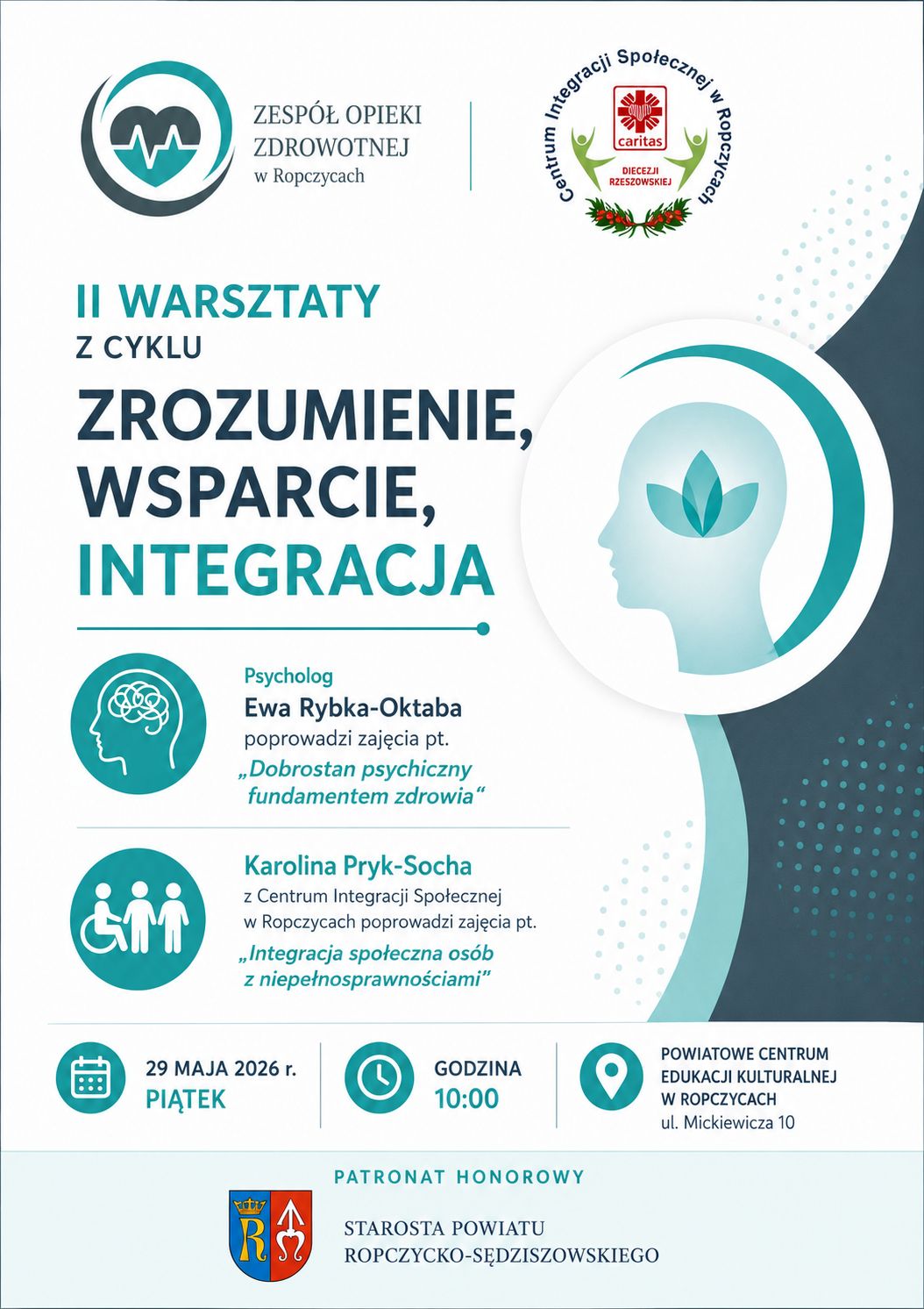 Warsztaty poświęcone zdrowiu psychicznemu i integracji społecznej odbędą się w Ropczycach